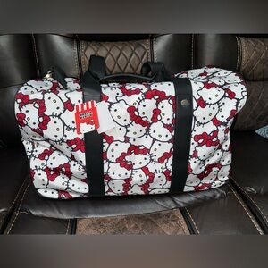 Hello Kitty Travel Duffle Bag With Wheels Black/White (New)